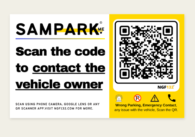 2 NGF132 Bike Tags, (1 For Bike, 1 For Helmet ). Get Help in emergency and Wrong Parking